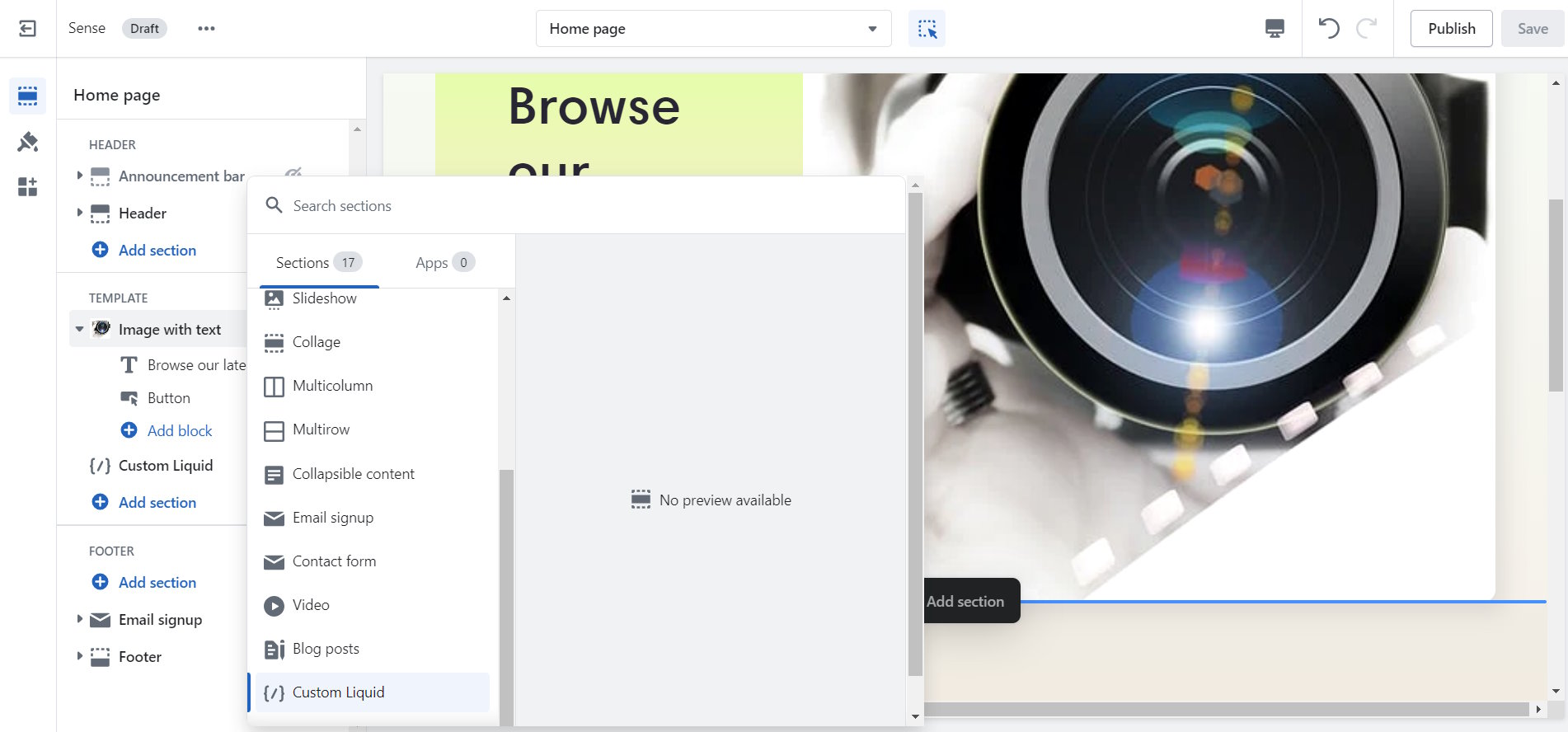 image of shopify store