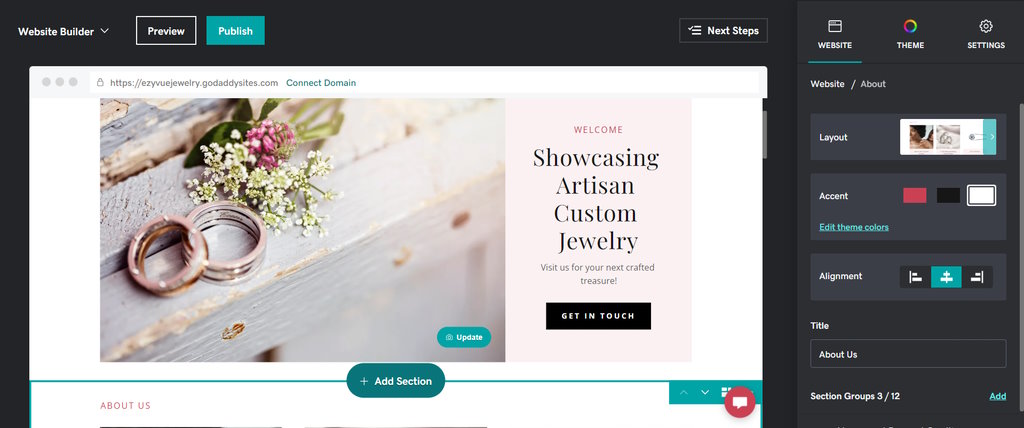 add a section to the web page