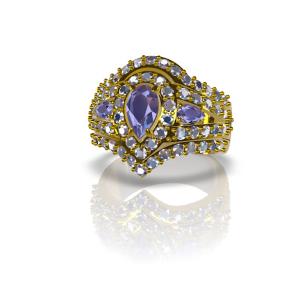 3D model of a gemstone ring